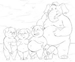 anthro belly big_belly blush breasts ear_piercing ear_ring female genitals group humanoid_genitalia humanoid_hands humanoid_penis kemono male moobs nipples outside overweight overweight_male penis penis_size_difference piercing pussy ring_piercing small_penis 96panda illumination_entertainment sing_(movie) alfonso_(sing) gunter_(sing) norman_(sing) rosita_(sing) domestic_pig elephant elephantid mammal proboscidean suid suina sus_(pig) 2022 absurd_res hi_res monochrome