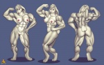 abs anthro biceps breasts butt female flexing front_view genitals looking_at_viewer muscular muscular_anthro muscular_female navel nipples nude pecs pose pussy raised_tail smile solo tail ultrafox lagomorph leporid mammal rabbit