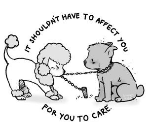 ambiguous_gender biting_leash chain chain_leash duo feral georgette_clip leash leash_pull protest_art quadruped simple_background white_background simple_nicks canid canine canis domestic_dog mammal poodle monochrome