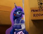 anthro areola arms_tied ball_gag bdsm bondage bound breasts ears_down female gag hands_behind_back horn horn_jewelry horn_ring jewelry looking_aside nipples pivoted_ears purple_areola purple_nipples ring_(jewelry) solo wings warskunk_(artist) friendship_is_magic hasbro my_little_pony mythology princess_luna_(mlp) equid equine mammal mythological_creature mythological_equine winged_unicorn half-length_portrait portrait