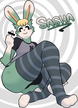 anthro big_butt biped bubble_butt bulge butt clothing feet gesture green_body hand_gesture huge_butt legwear male male_anthro middle_finger multicolored_body solo thick_thighs thigh_highs wide_hips aimbot-jones animal_crossing nintendo sasha_(animal_crossing) lagomorph leporid mammal rabbit 2025 hi_res