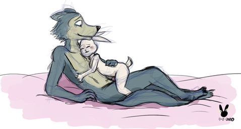 anthro bodily_fluids crying duo female genitals interspecies larger_male male male/female penis predator/prey size_difference smaller_female tears tears_of_joy cottontailjack beastars haru_(beastars) legoshi_(beastars) canid canine canis domestic_rabbit dwarf_rabbit lagomorph leporid mammal oryctolagus rabbit wolf 2020 colored dated guide_lines