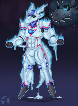 5_fingers anthro aura bent_arm black_hair bulge dark fingers fist floating grey_ears grey_face hair horn latex male night snout solo star teeth wannabe_pendragon 2021 digital_media_(artwork) hi_res shaded