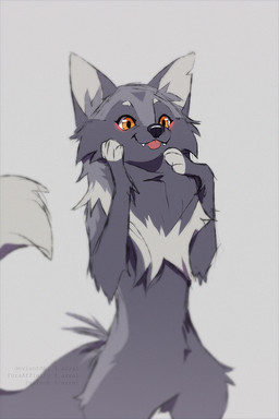 black_nose blep cute_fangs eyelashes fangs female feral fur grey_background grey_body grey_fur grey_markings inner_ear_fluff markings orange_eyes simple_background snout solo tail teeth tongue tongue_out tuft azzai canid canine fox mammal red_fox silver_fox true_fox 2019 colored colored_sketch digital_drawing_(artwork) digital_media_(artwork) shaded simple_shading sketch