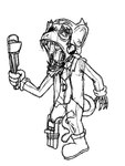 anthro big_ears black_eyes clothing gore male missing_eye missing_leg necktie open_mouth pipe pointy_ears prick_ears sewn_eye solo tail crazy_8_animations bendy_and_the_dark_revival bendy_and_the_ink_machine charley_(batim) piper_(batim) haplorhine mammal monkey monster primate 3:4 black_and_white hi_res monochrome