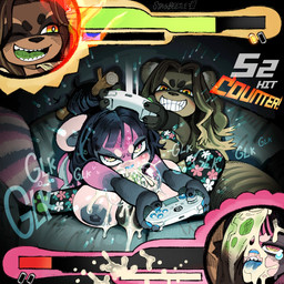 angry anthro anthro_on_anthro areola big_breasts blush bodily_fluids breasts clothing controller cum cum_on_face duo fellatio female femboy furniture gameplay_mechanics gaming genital_fluids genitals glk grin gui health_bar legwear male male/female nipples oral pawpads penile penis penis_on_face playing_video_game sex smile sofa stick_in_hair tail thigh_highs stagbeetle_(artist) log_(stagbeetle) stick_(stagbeetle) ailurid canid canine mammal raccoon_dog red_panda tanuki 1:1 2025 hi_res