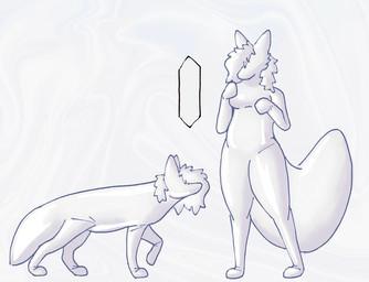 anthro blank_expression breasts featureless_breasts featureless_crotch featureless_face female feral identity_death null nullification simple_background solo white_background foxes-radio canid canine canis coyote mammal hi_res model_sheet monochrome