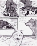 canid canine canis comic coop_(wrng) dialogue digitigrade english_text female feral greyscale kiba_(wolf's_rain) lord_darcia_iii male mammal monochrome natsume_(wrng) natsumewolf oz_(wrng) quadruped rikku text wolf wolf's_rain wolf's_rain_next_generation