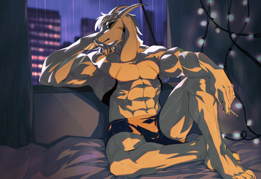 abs anthro biceps black_sclera cigarette clothed clothing male mostly_nude muscular muscular_anthro muscular_male pecs solo topless underwear underwear_only pitania4 undertale undertale_(series) asriel_dreemurr_(god_form) bovid caprine goat mammal hi_res