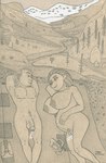 after_sex anthro areola balls big_breasts bodily_fluids breasts cum cum_dripping_from_penis cum_from_pussy cum_in_pussy cum_inside duo erection female female_on_human flower foreskin genital_fluids genitals hand_behind_head hand_on_belly huge_breasts human_on_anthro humanoid_genitalia humanoid_penis humanoid_pussy interspecies looking_at_another male mountain nipples outside penis plant pregnant pregnant_anthro pubes pussy snow lobar antoni_(lobar) ka_sarra human mammal porcupine rodent colored_pencil_(artwork) hi_res monochrome traditional_media_(artwork)