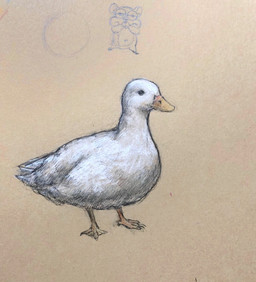 anthro beak black_eyes duo ears_up feathered_wings feathers feet feral half-closed_eyes hands_on_mouth looking_at_viewer male narrowed_eyes pose solo_focus standing tail tail_feathers white_body white_feathers wings reynard_goodfellow anatid anseriform avian bird duck mammal mouse murid murine rodent full-length_portrait hi_res portrait