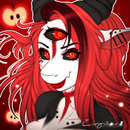 3_eyes alternative_fashion anthro apple candy dessert food fruit goth multi_eye piercing plant avoid_posting zingiber aromagon vampire 1:1 icon low_res