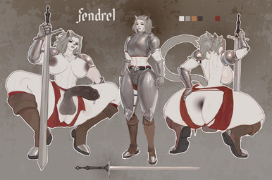 abs anthro anus areola armor balls big_breasts big_butt big_penis bodily_fluids boots breasts butt clothing crouching erection fingers footwear fur genital_fluids genitals gynomorph hair hand_on_butt holding_melee_weapon holding_object holding_sword holding_weapon humanoid_genitalia humanoid_penis intersex leaking_precum medieval medieval_armor melee_weapon mostly_nude muscular muscular_gynomorph muscular_intersex nipples penis precum precum_string rear_view shoes simple_background solo spread_legs spreading standing sword tail thick_thighs vein veiny_penis warrior weapon wide_hips aslinino fendrel_talbot felid feline mammal digital_media_(artwork) model_sheet busty_boy_(lore) male_(lore)