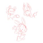 anthro female fluffy fluffy_tail patch_(fabric) smile solo species_transformation tail toony transformation atrox-c sarah_n._dippity felid feline lagomorph leporid mammal rabbit 1:1 digital_media_(artwork) monochrome pink_and_white sketch_page