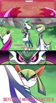 ambiguous_gender anthro dialogue digital_eyes english_text female future_pokemon gallade gardevoir generation_3_pokemon generation_4_pokemon generation_9_pokemon grace_(sketchygarden) grass group hi_res hiding_behind_another holding_another hud humanoid iron_valiant joy_(sketchygarden) kirlia machine male nintendo noble_(sketchygarden) paradox_pokemon plant pokemon pokemon_(species) ralts robot rock scared serenity_(sketchygarden) shy sketchygarden text thick_calves thin_thighs wide_hips worried