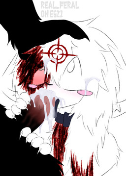 andromorph anthro black_body black_penis black_tongue blood bloodshot_eyes blush blush_lines blush_stickers bodily_fluids chest_tuft claws collar crosshair cum cum_in_hair cum_in_mouth cum_inside cum_on_face duo fellatio floppy_ears fur genital_fluids genitals gore hair hand_in_hair hand_on_head holding_penis intersex leaking_cum licking looking_up looking_up_at_another messy_hair oral penile penis penis_lick pushing_down sex shock_collar sucking_tip tan_penis tongue touching_hair tuft white_body white_fur white_hair real_feral preychan felid feline mammal distracting_watermark hi_res sketch watermark
