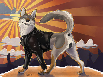 animal_genitalia animal_vulva anus black_anus black_clothing black_jacket black_topwear black_vulva brown_body brown_fur canine_genitalia canine_vulva clothed clothed_feral clothing cloud fangs female female_feral feral fur genitals grey_body grey_fur jacket narrowed_eyes open_mouth outside red_tongue side_view solo sun teeth tongue topwear vulva white_body white_fur sketchy_shelby sage_(niffthefox) canid canine canis coyote mammal hi_res