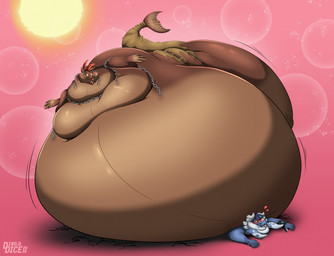 anthro appreciation aroused belly belly_expansion belly_exposed belly_overhang belly_squish big_belly big_moobs bloated blob_body blobby blue_body blue_hair blush brown_body duo expansion extreme_size_difference female hair happy heart_symbol huge_belly huge_moobs hyper hyper_belly immobile immobilization inflated_belly inflation male male/female moobs nude overweight overweight_anthro overweight_male pinned red_hair size_difference solo squish stuck thick_thighs trapped under_belly weight_difference dino.d.dice nintendo splatoon komi_(fatty-sashimi) aquatic cetacean fish hybrid king_salmonid mammal salmonid_(fish) salmonid_(splatoon) whale whale_dragon 2026 digital_media_(artwork) hi_res