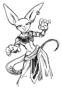 5_fingers anthro claws collarbone finger_claws fingers hairless half-closed_eyes looking_at_viewer male male_anthro narrowed_eyes navel open_:3 open_mouth open_smile simple_background smile solo white_background conditional_dnp gummuru dragon_ball dragon_ball_super beerus domestic_cat felid feline felis hairless_cat mammal sphynx_(cat) 2026 digital_media_(artwork) hi_res monochrome