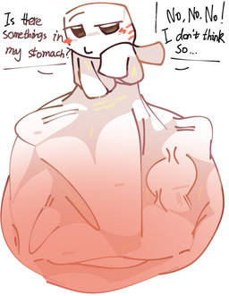 ambiguous_gender belly big_belly brown_eyes huge_belly hyper hyper_belly solo vore young eightyone microsoft minecraft mojang xbox_game_studios ghastling_(minecraft) hi_res