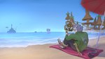 beach card clothing sea seaside sitting sun water mendobear final_fantasy final_fantasy_xiv square_enix felid feline hrothgar mammal 16:9 hi_res shaded widescreen