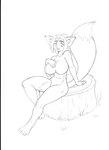 anthro big_breasts breasts dipstick_tail featureless_breasts featureless_crotch female markings nude solo tail tail_markings ffuffle canid canine fox mammal black_and_white monochrome source_request