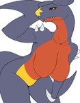 anthro big_breasts blush breasts claws featureless_breasts featureless_crotch female hanging_breasts looking_at_viewer nude simple_background solo white_background xan_(pixiv) mythology nintendo pokemon dragon garchomp generation_4_pokemon mythological_creature mythological_scalie pokemon_(species) scalie hi_res