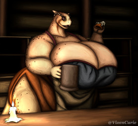 anthro big_breasts biped breasts brown_body cabinet candle candle_wax candlelight cleavage clothed clothing countertop fangs fat_arms female fingers fully_clothed holding_object horn huge_breasts huge_thighs hyper hyper_breasts inside interior_background light markings morbidly_obese morbidly_obese_anthro morbidly_obese_female multicolored_clothing non-mammal_breasts obese obese_anthro obese_female open_mouth orange_eyes overweight overweight_anthro overweight_female pupils scale_markings scales shelf slit_dress slit_pupils solo standing sweetroll tavern teeth thick_thighs vixencurie bethesda_game_studios microsoft skyrim the_elder_scrolls keerava argonian scalie 2023 digital_media_(artwork) hi_res shaded