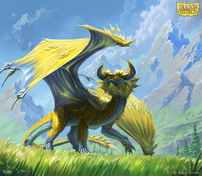 ambiguous_gender claws day detailed_background feral grass green_body green_scales horn membrane_(anatomy) membranous_wings mountain outside plant quadruped scales solo tail tree wings brian_valeza dragon_shield mythology ambient_bird dragon mythological_creature mythological_scalie scalie 2025 digital_media_(artwork) hi_res official_art