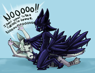 3_fingers 3_toes 4_ears ambiguous_gender anthro black_body black_eyes black_latex blue_sclera corruption dominant dominant_anthro dominant_male dripping duo feet fingers fur goo_covered hair latex male male/ambiguous melting multi_ear nude simple_background smile submissive submissive_anthro tail talons text toes white_body white_fur winged_arms wings captaincronus scott_(shny_scott) avali 2025 absurd_res digital_media_(artwork) english_text hi_res shaded nonbinary_(lore)