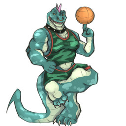anthro ball barefoot basketball_(ball) basketball_uniform bottomwear brown_eyes clothed clothing collar facial_piercing feet green_body green_bottomwear green_clothing green_scales green_shirt green_shorts green_topwear head_spikes male mouth_piercing multicolored_claws muscular muscular_anthro muscular_male neck_piercing nose_piercing piercing purple_spikes scales shirt shorts simple_background solo spikes spikes_(anatomy) sportswear studded_collar studs tail topwear uniform white_background yellow_sclera sleepyfrei goat_(movie) sony_corporation sony_pictures modo_olachenko komodo_dragon lizard monitor_lizard reptile scalie 1:1 2026 digital_media_(artwork) hi_res