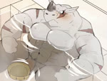 abs anthro bathing broken_horn bucket container genitals horn male muscular muscular_anthro muscular_male nipples nude pecs penis penis_base solo water hyaku_(artist) mammal rhinoceros 2d_animation animated frame_by_frame no_sound short_playtime webm