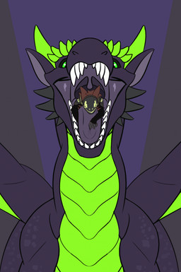 eye_contact internal looking_at_another machine predator/prey rumbling_stomach size_difference swallowed_alive swallowing swallowing_sound_effect uvula vore disregard67 mythology tharang_(fabiqueen) dragon mythological_creature mythological_scalie protogen scalie animated hi_res