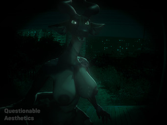 4_fingers anthro big_breasts big_ears breasts curved_horn female fingers glowing glowing_eyes horn long_neck looking_at_viewer night night_vision nipples nude slim solo standing tall questionable_aesthetics_(artist) questionable_aesthetics_(modeler) no_i'm_not_a_human crimson_fiend_(questionable_aesthetics) canid canine demon hybrid mammal 3d_(artwork) 4:3 absurd_res blender_(artwork) blender_cycles_(artwork) digital_media_(artwork) hi_res