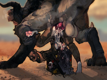 anthro anthro_penetrated bodily_fluids cum duo female female_penetrated forced genital_fluids genitals knot knotted_penis leaking_cum male male/female male_penetrating male_penetrating_female penetration penile penile_penetration penis rape sex tail teeth teratophilia tongue tongue_out fallout microsoft kiska canid canine deathclaw mammal monster scalie 2025 4:3