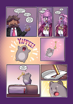 anthro big_breasts blush blush_stickers book breasts brown_body brown_fur brown_hair clothed clothed_anthro clothed_female clothing dialogue extreme_size_difference facial_hair female feral fur grey_body group hair key larger_female long_hair male micro_anthro micro_male mustache necktie nodding piercing pink_hair red_clothing red_topwear ring_piercing semi-anthro shirt size_difference smaller_male speech_bubble suit text topwear trio white_clothing white_shirt white_topwear yellow_eyes jamoart hampt_(jamoart) helene_marilyn maurice_(jamoart) cricetid hamster mammal rodent unknown_species 2025 absurd_res comic english_text hi_res
