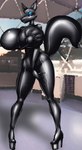 anthro big_breasts black_latex breasts female hand_on_breast hand_on_leg hand_on_thigh huge_breasts hyper hyper_breasts latex latex_body latex_skin nude solo marauder6272 canid canine fox mammal 2017 digital_media_(artwork) hi_res