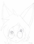 anthro eyebrows eyewear female glasses hair round_glasses simple_background solo mel_energy foxyverse amber_(mancoin) canid canine fox mammal absurd_res graphite_(artwork) hi_res meme monochrome traditional_media_(artwork)