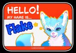 ambiguous_gender anthro badge bagged blue_body chinese green_eyes solo sticker taiwanese seindrak canid canine fox mammal