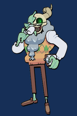 alternate_costume alternate_universe beard bone bottomwear clothed clothing container cup curled_horn eyewear facial_hair glasses horn male mug not_furry pants shirt skull solo sweater sweater_vest teeth toony topwear vest discount-supervillain adventure_time cartoon_network the_lich_(adventure_time) humanoid lich mammal undead digital_media_(artwork)