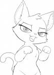 anthro female fur looking_at_viewer open_mouth simple_background solo mcsadat hasbro littlest_pet_shop littlest_pet_shop:_a_world_of_our_own jade_catkin domestic_cat felid feline felis mammal digital_media_(artwork) line_art monochrome