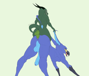 all_fours anal anal_penetration anthro anus backsack balls beak bent_over big_penis blue_balls blue_body blue_foreskin blue_fur blue_glans blue_penis bodily_fluids butt cum cum_in_ass cum_inside deltoids dominant duo ear_grab ear_pull eyes_closed fangs femboy foreskin from_behind_position fur genital_fluids genitals glans grabbing_both_ears green_balls green_body green_penis green_scales hands_on_ears horn humanoid_genitalia humanoid_penis larger_male larger_penetrated larger_sub long_ears looking_at_another looking_down low-angle_view male male/male male_penetrated male_penetrating male_penetrating_male muscular muscular_male partially_retracted_foreskin penetration penile penile_penetration penis perching_position perineum precum scales sex simple_background sitting size_difference smaller_male smile submissive tail tail_on_shoulder tail_tuft teeth tongue tongue_out tuft urethra wingless_avian worm's-eye_view wrapping conditional_dnp shredded_wheat mythology blue-g_(shredded_wheat) avian dragon gryphon mythological_avian mythological_creature mythological_scalie scalie 2020 absurd_res hi_res signature sketch smaller_version_at_source
