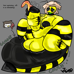 4_arms abdomen_vore antennae_(anatomy) anthro aroused_pred arthropod_abdomen big_abdomen bodily_fluids cum digestion duo flavored_cum food genital_fluids genitals green_tongue gynomorph gynomorph_pred honey_(food) honey_cum humanoid_genitalia humanoid_penis intersex intersex_pred masturbation multi_arm multi_limb nude orgasm penile penile_masturbation penis sitting solo_focus sound_effects stinger tongue unusual_bodily_fluids unusual_cum unusual_genital_fluids unusual_vore vore ishitmypants charlotte_(ishitmypants) vene_(ishitmypants) arthropod avian bee bird chicken galliform hymenopteran insect phasianid 1:1 herm_(lore)