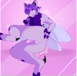 anthro anus balls butt claws erection finger_claws genitals gootraxtian looking_at_viewer male one_eye_closed penis presenting presenting_hindquarters solo teasing wings wink winking_at_viewer figs_gootraxian