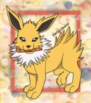 3_toes candy christmas_background cute_fangs dessert fangs feet feral food fur holding_food holding_object holidays kemono looking_at_viewer male open_mouth paws seducing_viewer seductive smile solo tail teeth toes yellow_body yellow_fur darlan_space christmas game_freak nintendo pokemon eeveelution generation_1_pokemon jolteon pokemon_(species) 2022 digital_media_(artwork)