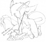 anthro ass_up balls beak begging big_dom_small_sub clothing crouching curled_horn dialogue dominant dominant_male duo erection female female_on_anthro genitals hair half-closed_eyes hand_on_back horn humanoid_on_anthro imminent_sex interspecies knot larger_male leash leash_pull legwear male male/female male_on_humanoid narrowed_eyes open_mouth penis pinned ponytail size_difference smaller_female stockings submissive submissive_female text thigh_highs stickysheep sticky_(stickysheep) animal_humanoid bovid bovid_humanoid caprine caprine_humanoid humanoid mammal mammal_humanoid monster sheep_humanoid 2015 english_text monochrome sketch