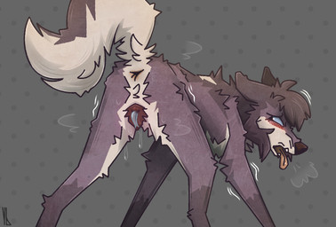 after_sex all_fours animal_genitalia animal_vulva anus belly blue_eyes blush bodily_fluids breath butt canine_genitalia canine_vulva cum cum_inside dotted_background ears_back female feral fur genital_fluids genitals grey_background grey_body grey_fur looking_back open_mouth panting pattern_background pivoted_ears raised_tail rear_view shaking shivering simple_background solo sweat tail tongue tongue_out vulva white_belly yaldabroth the_blackblood_alliance cricket_(bba) canid canine canis mammal wolf hi_res