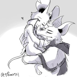 anthro bat_nose big_ears clothed clothing duo female fully_clothed heart_symbol hug interspecies larger_male longcoat male male/female notched_ear romantic romantic_couple size_difference smaller_female smile tyfna2731 mina_the_hollower yacht_club_games mina_(mina_the_hollower) thorne_(mina_the_hollower) bat mammal mouse murid murine rodent 1:1 sketch