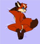 anthro dakimakura heart_eyes heart_symbol lying male on_front raised_tail smile smiling_at_viewer smirk smirking_at_viewer solo tail tongue tongue_out synthet1c lake_ridley_(synthet1c) canid canine fox mammal dakimakura_design hi_res