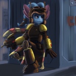 anthro armor blue_body blue_fur female fur science_fiction solo drxsmokey neopets ylana_skyfire acara_(neopets) mammal neopet_(species) 1:1